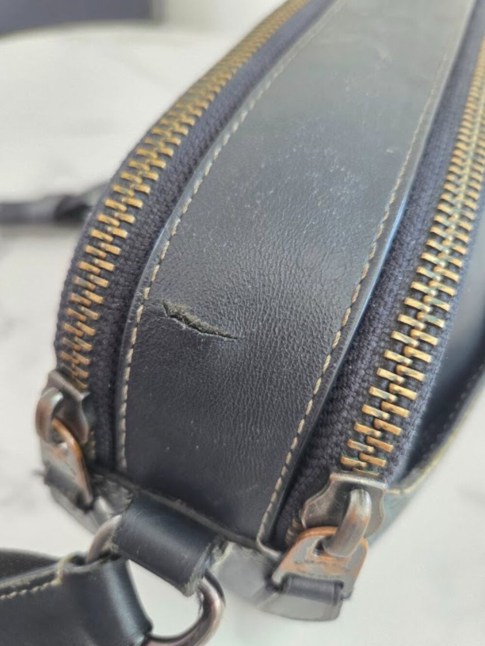 Unisex Vintage Coach Monogram Signature Crossbody Shoulder Bag Blue Black - Picture 8 of 16